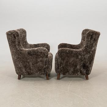 Armchairs, a pair, Asko Finland 1940s.