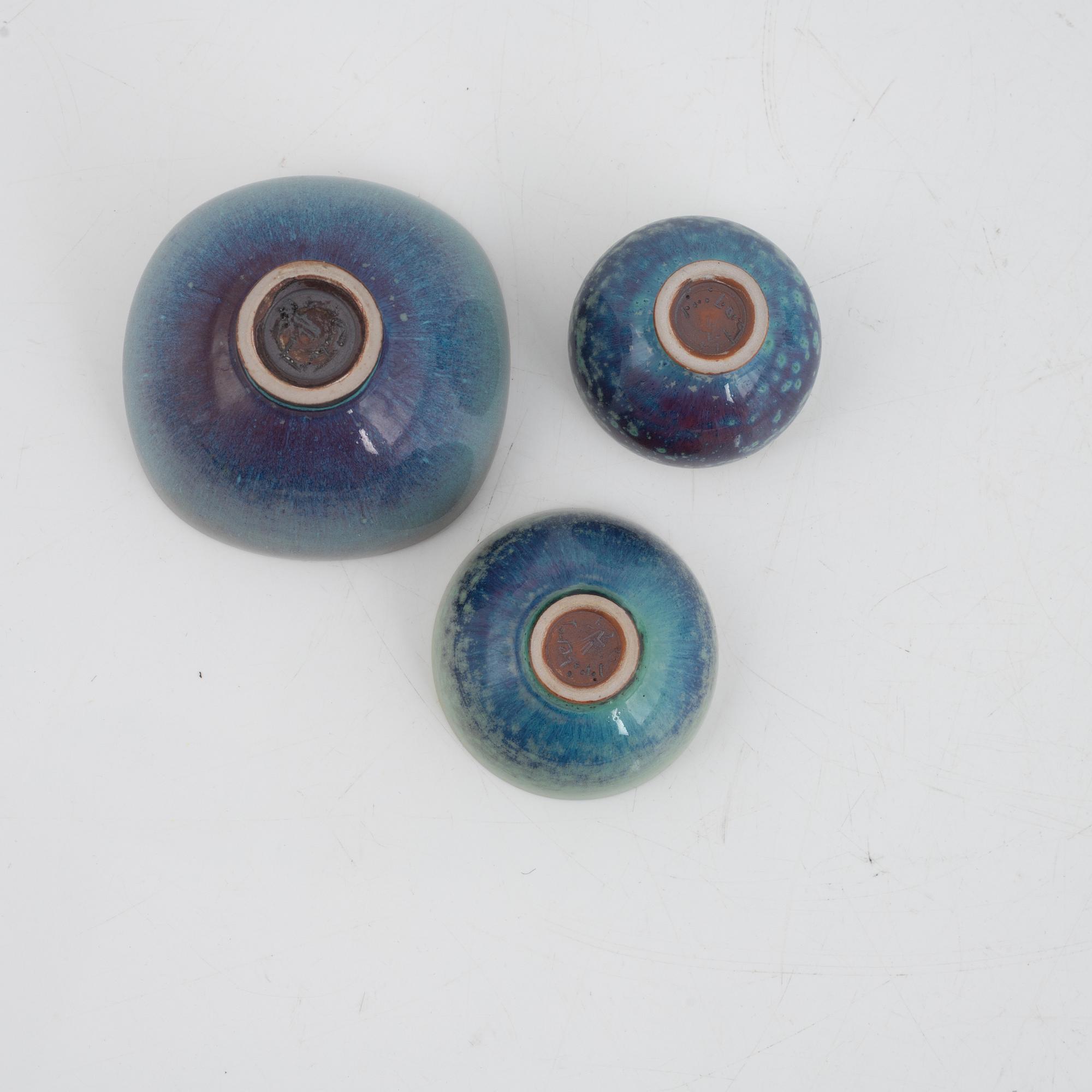 Berndt Friberg, miniatyrer, 7 st, stengods, Gustavsberg Studio, 1960-1970-tal.