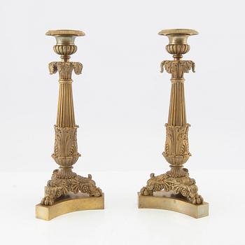 Candlesticks, a pair in Empire style, late 19th century.