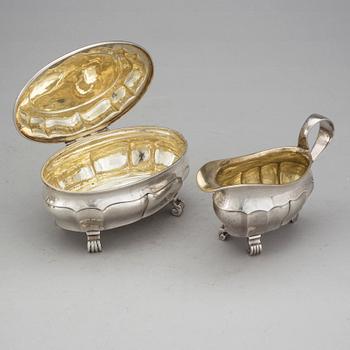 KAFFESERVIS, 3 delar, silver, GAB, Stockholm, 1920-25. Total vikt 900 g.