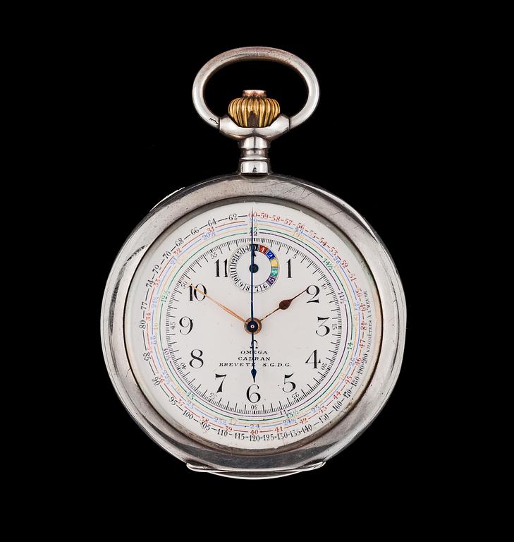 FICKUR, Omega, kronograf. Ca 1900.