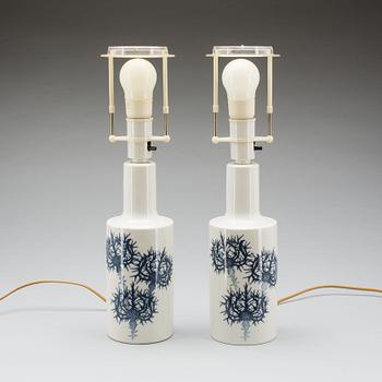 BORDSLAMPOR, ett par, porslin.  Fog & Mørup, Royal Copenhagen.