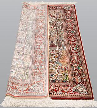 A oriental silk rug, 155 x 93 cm.
