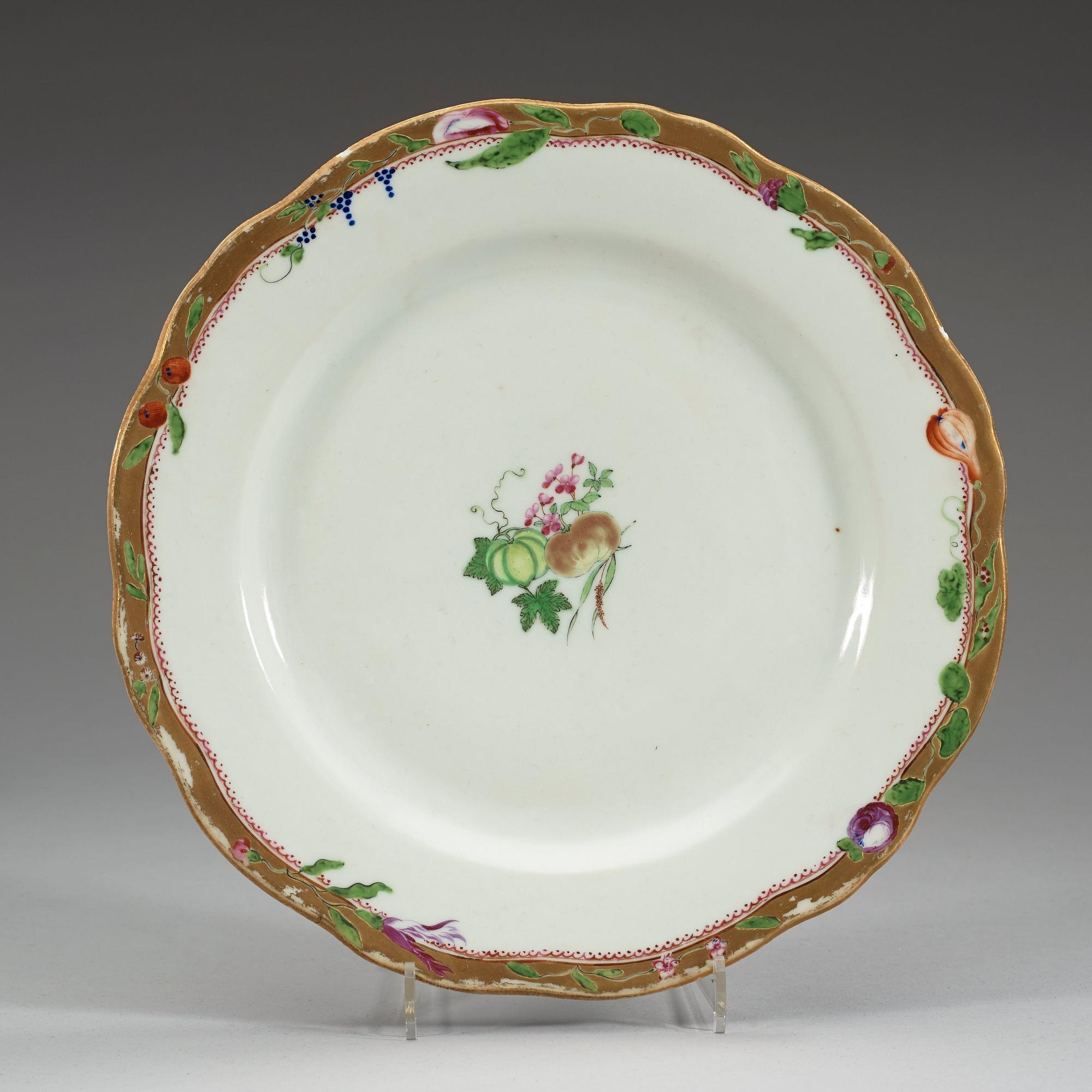 A set of four famille rose dinner plates, Qing dynasty, Qianlong (1736-95).