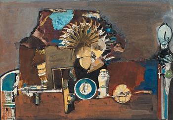 ENDRE NEMES, acrylic and collage, signed and dated 1966.