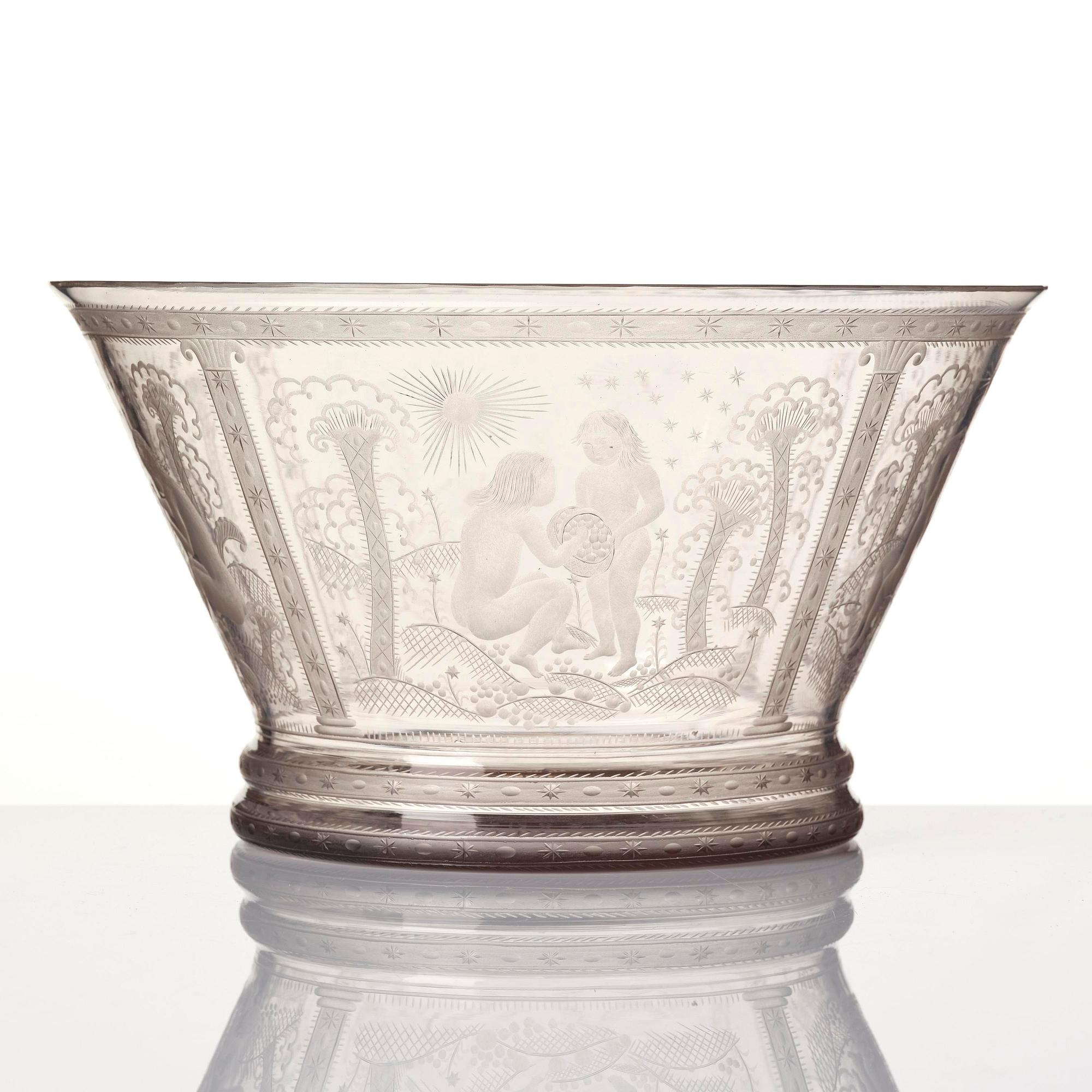 Edward Hald, an engraved glass bowl, Orrefors, 1920, model 147, provenance Edward Hald.