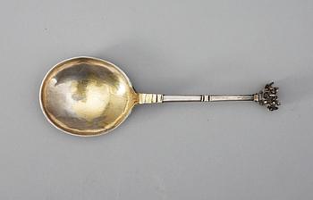 A Swedish parcel-gilt spoon. Makers mark of Christoffer Bauman, Hudiksvall 1776.