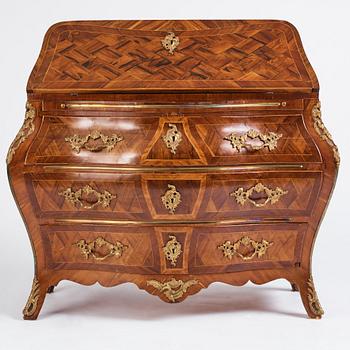 A rosewood and gilt-brass mounted rococo secretaire by G. Foltiern (master in Stockholm 1771-1804).