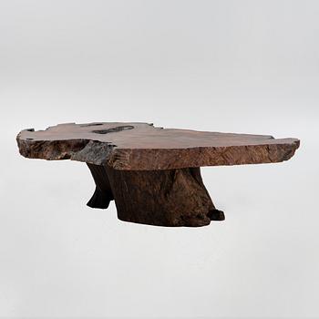 A wood coffee table.