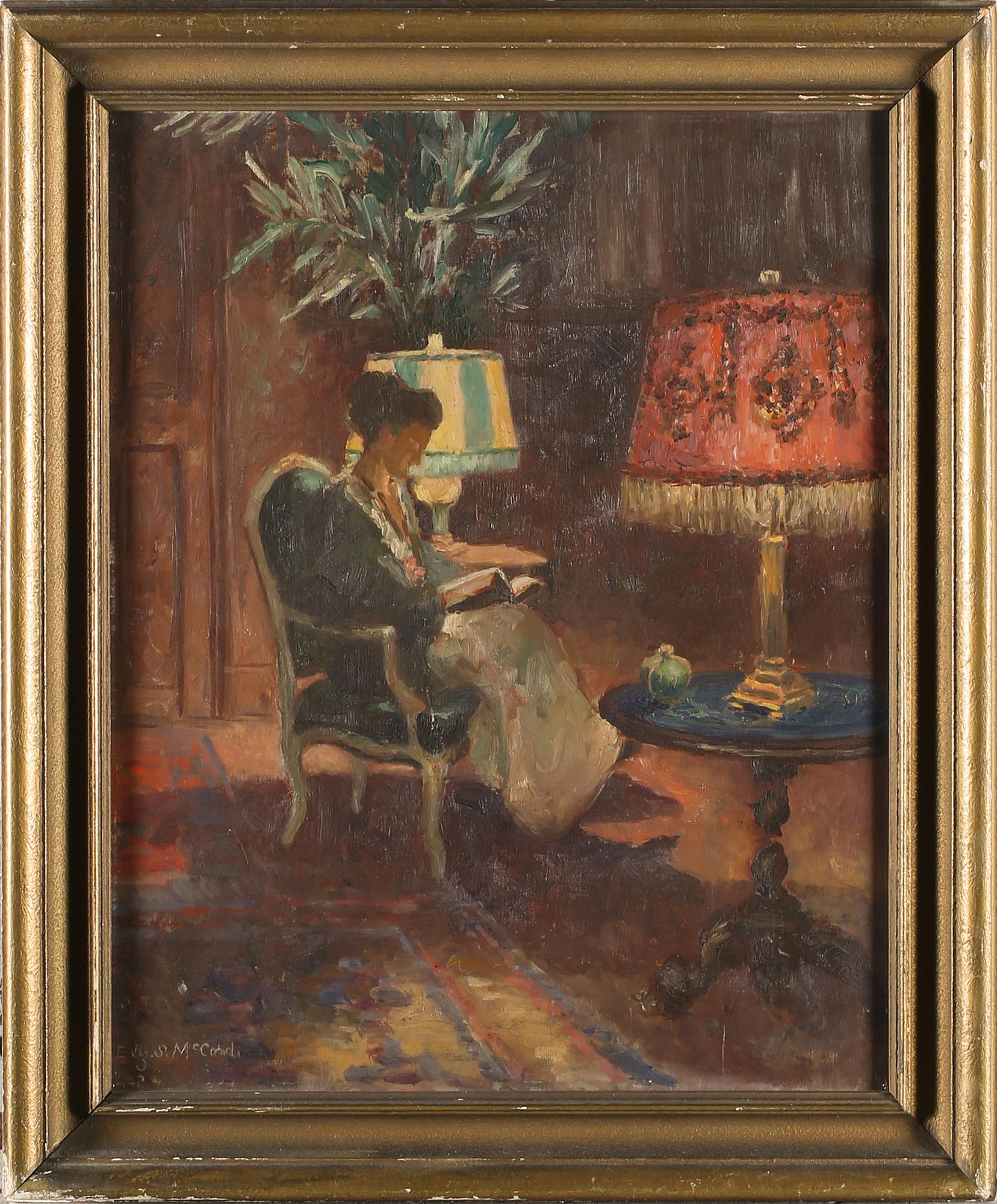 ELIZABETH S MCCORD, olja på pannå, signerad.
