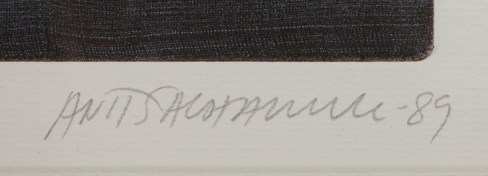 ANTTI SALOKANNEL, färgetsning, signerad och daterad -89. Numrerad 24/100.