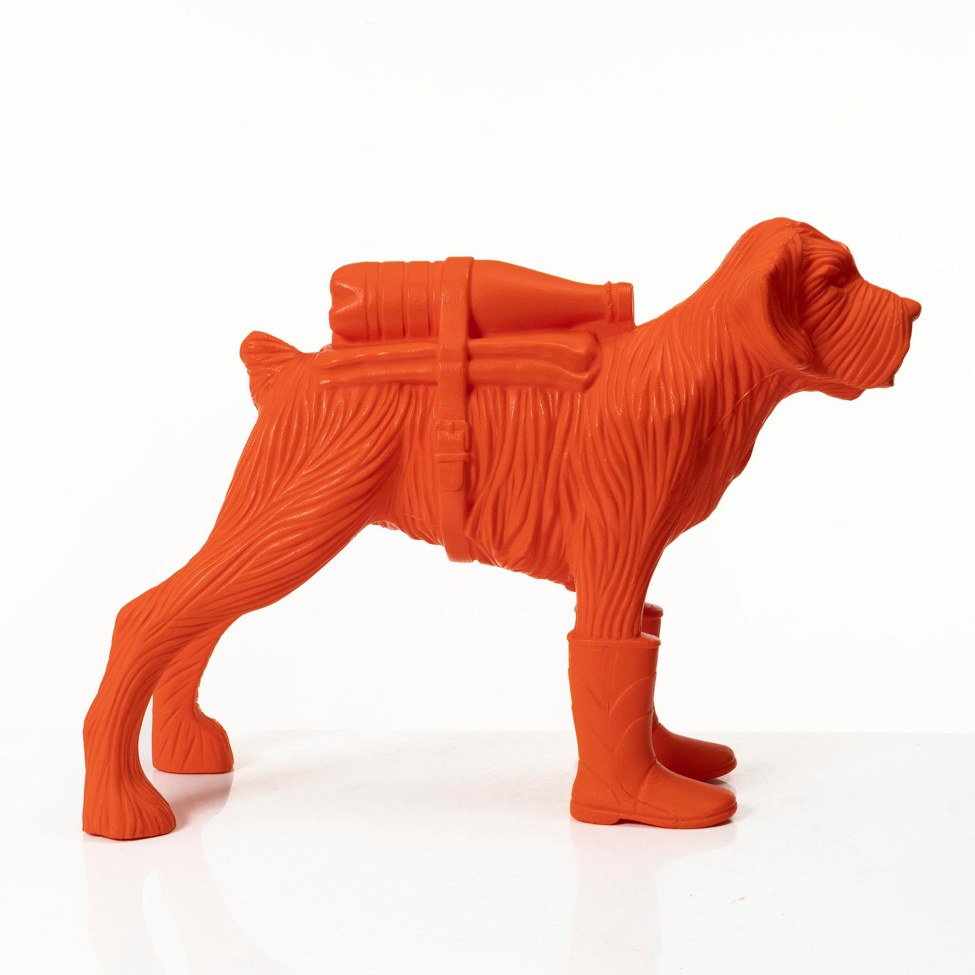 William Sweetlove, "Cloned Schnauzer with water bottle". (Orange).