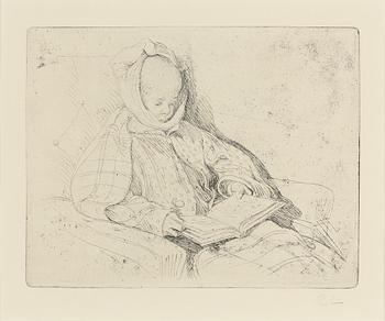 CARL LARSSON, etching, signed C.L. in pencil. Executed 1912. State 1. "Mumps (Esbjörn)".