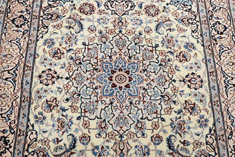 A part silk Nain rug, 9LA, c. 204 x 125 cm.