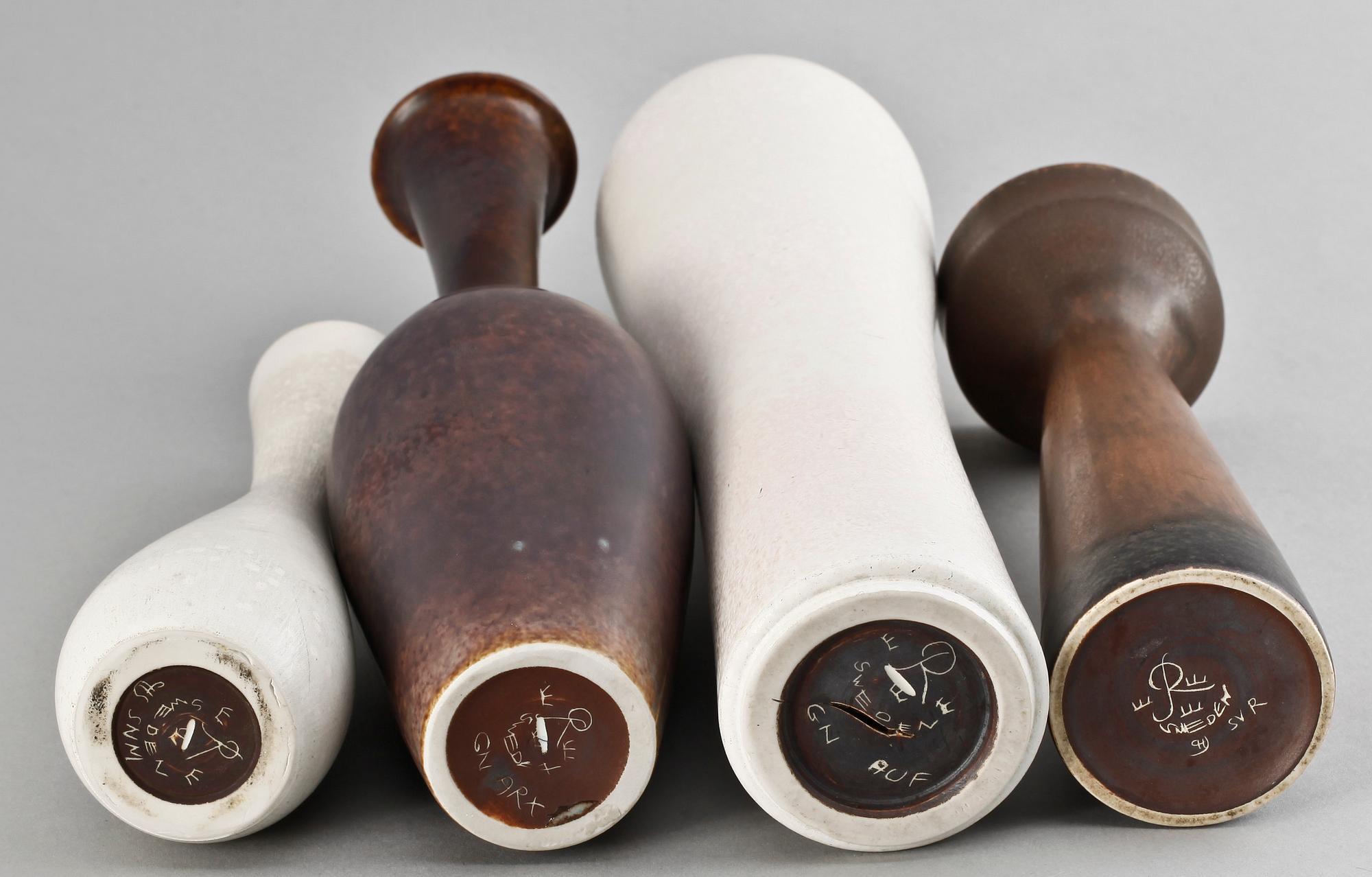 VASER, 4 st, stengods, Carl Harry Stålhane samt Gunnar Nylund Rörstrand.