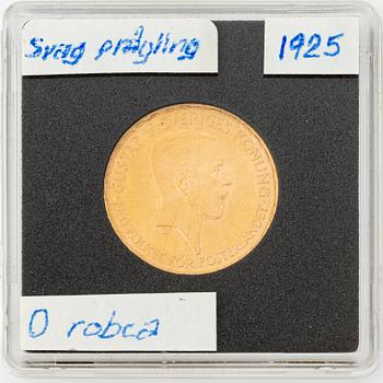 Guldmynt, Gustav V, 20 kronor, Sverige 1925.