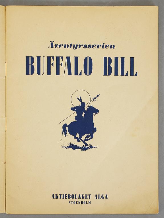 SERIETIDNINGAR, 2 st. Tom Mix, nr 1 1953 och Algas Serietidning Buffalo Bill nr 1 1947.