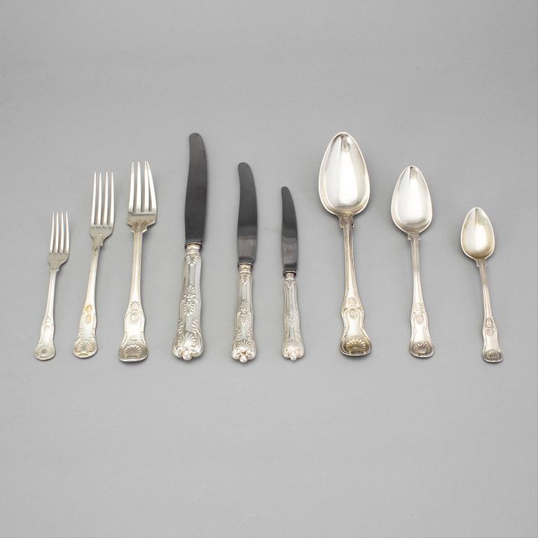 A Swedish 19th / 20th century set of 111 silver table cutlery, mark of Gustav Möllenborg and other makers, Stockholm.