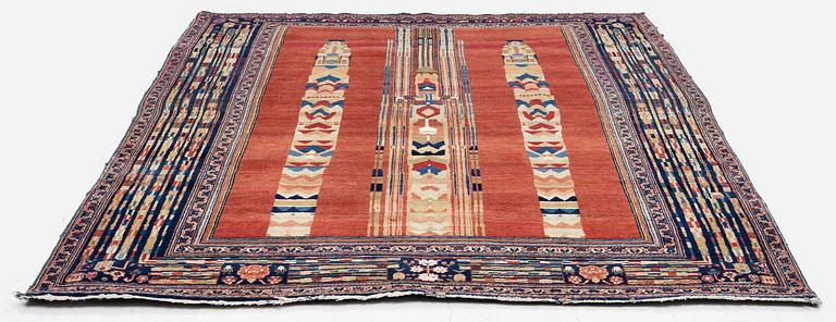 An antique part silk Kashan rug, Central Persia, part silk, c. 180 x 130 cm.