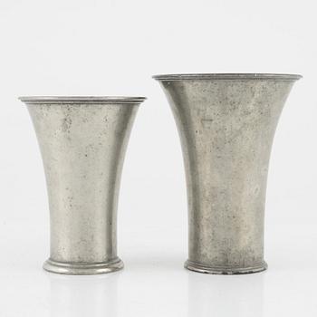 Firma Svenskt Tenn, four pewter beakers, Stockholm 1927, 1928 and 1929.