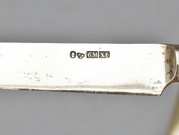 FRUKTKNIVAR, 5 st. Silver. Gustaf Möllenborg, Stockholm 1876. Vikt tot 132 g.