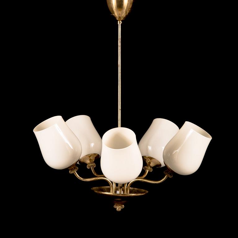 A mid-20th-century brass ceiling light, Finland.