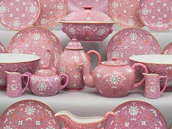 A pink ground Lotus service, China, early 20th Century. (137 pieces).