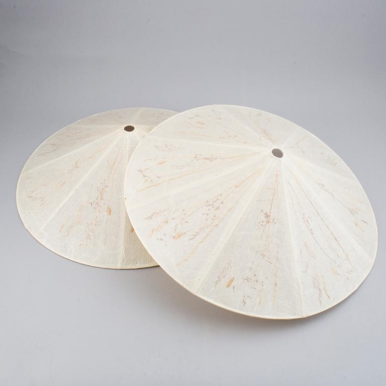 A pair of ceiling lam shades and two table lights by Vanja Sorbon Malmsten for Carl malmsten.
