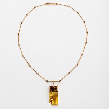 Björn Weckström, Halsband "Narcissos", 14K guld, bergskristall och rökkvarts. Lapponia 1969.