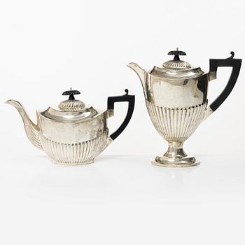 Kaffe- och teservis, 4 delar, silver, empirestil, AC Bloxham Ltd, Birmingham 1925.