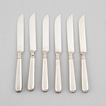 A set of six silver cheese knives, mark of H Raadus & P Osipov, Tallinn, Estonia circa 1930.