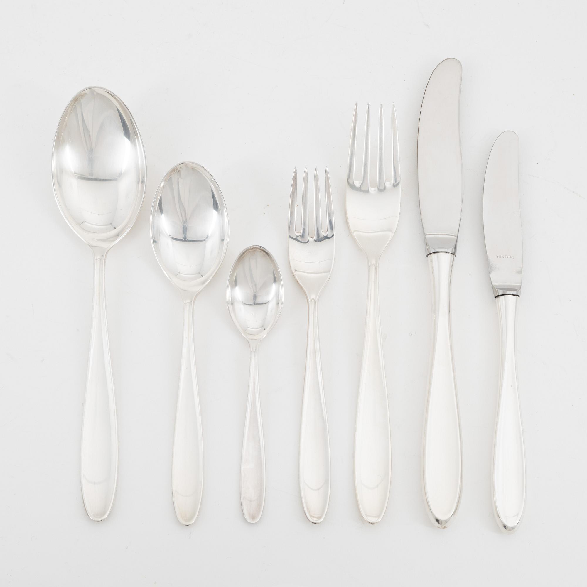 A 84 piece silver cutlery set, Thorvald Marthinsen Sølvvarefabrik, Norway, 20th century.
