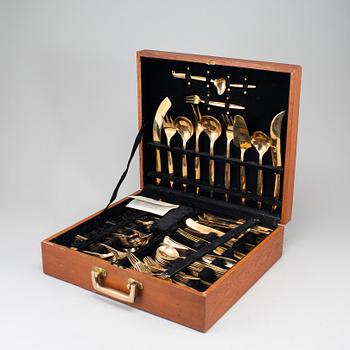 A large cutlery set in a wooden box, Thailand. (132 pieces).