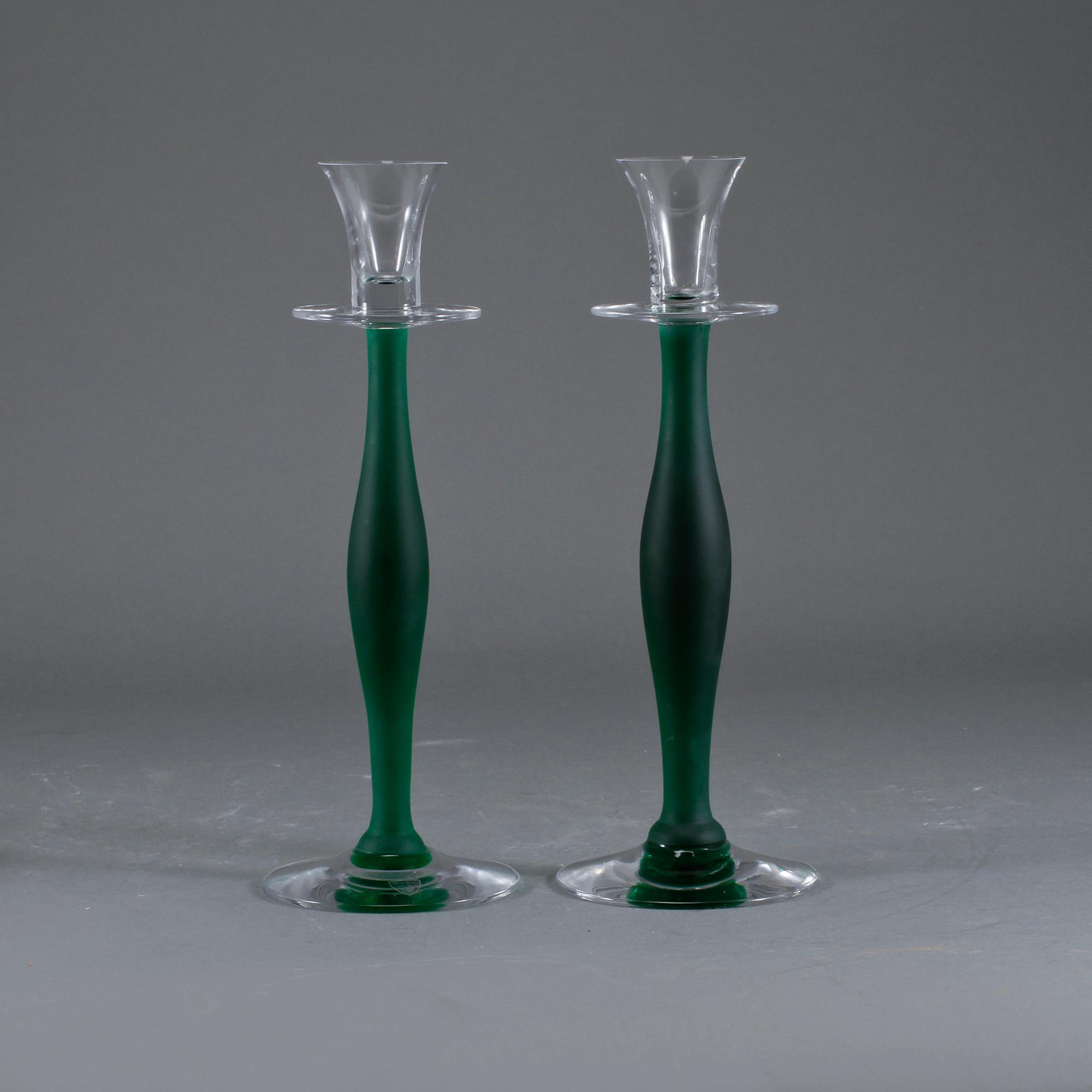 LJUSSTAKAR, ett par, "Celeste", Anne Nilsson, Orrefors, 1900-talets slut.