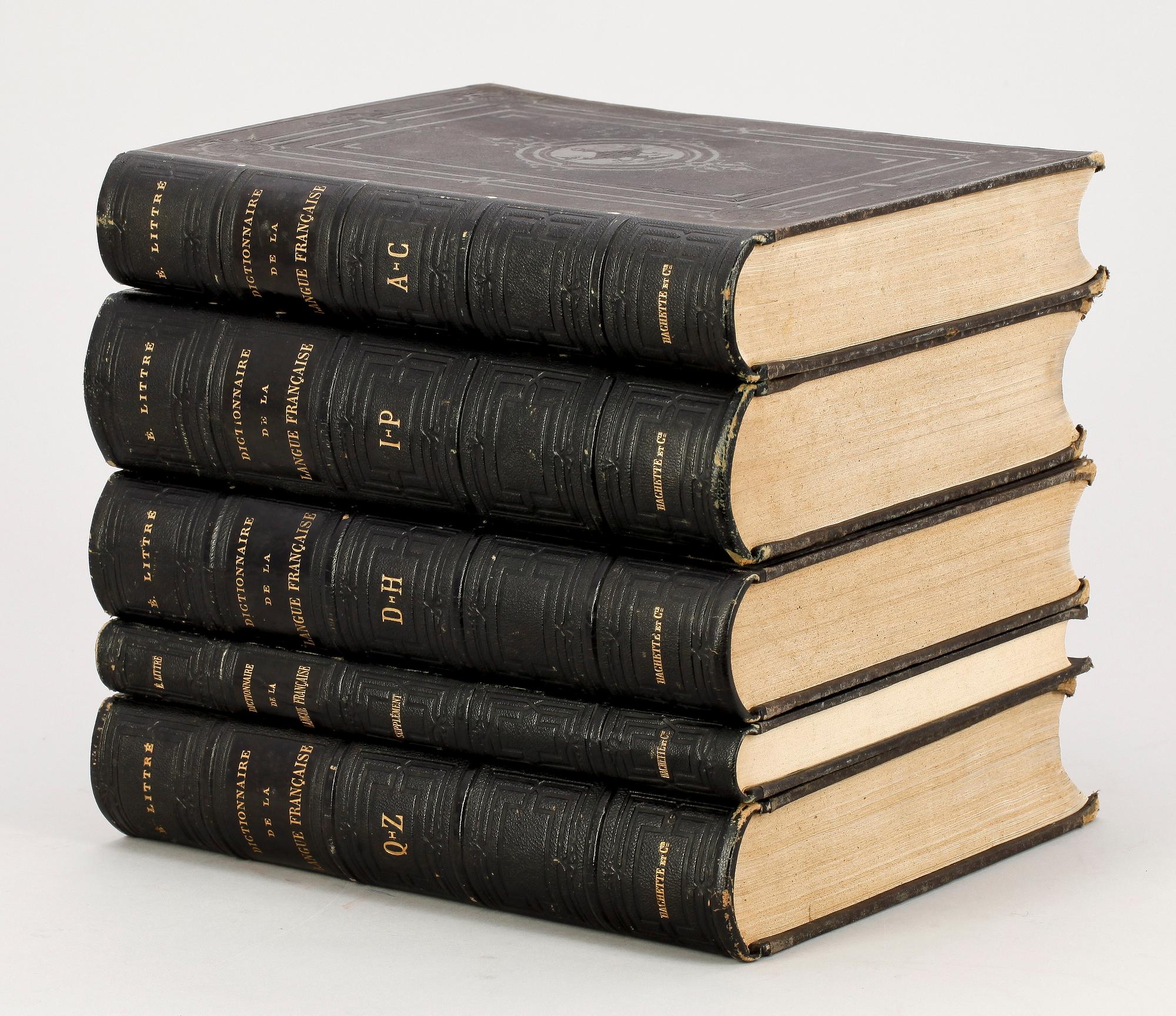 BÖCKER, 5 VOLYMER, DICTIONNAIRE DE LA LANGUE FRANCAISE, par E. Littré. Paris 1877.