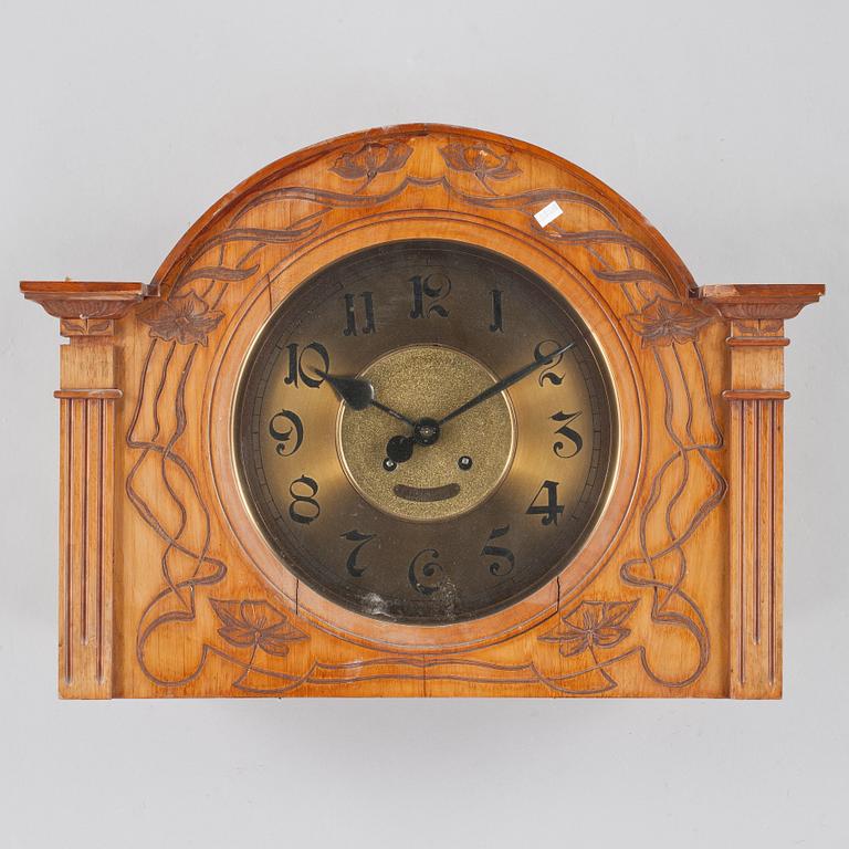 KLOCKA samt BAROMETER, ett par, jugend, F Hellström, tidigt 1900-tal.