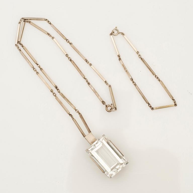 Ateljé Stigbert, Necklace with rock crystal and bracelet, sterling silver, 1949.