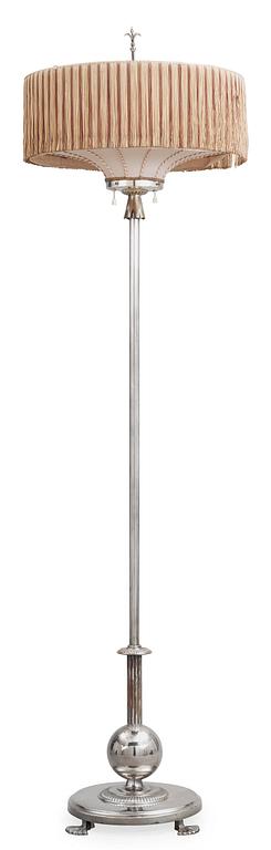 An Elis Bergh silver plated floor lamp by C.G. Hallberg, Stockholm ca 1925.