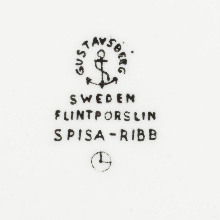 MATTALLRIKAR, 7 st, porslin "Spisa Ribb" Stig Lindberg, Gustavsberg.