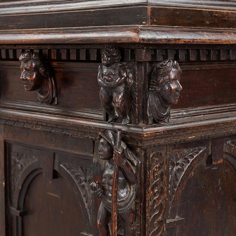 A Renaissance-style cupboard, 1800's, with older parts.