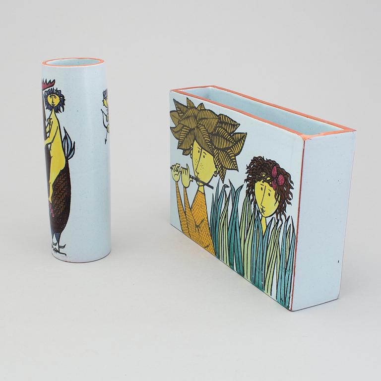 A set of two "Karneval" fayance vases by Stig Lindberg Gustavsberg studio.