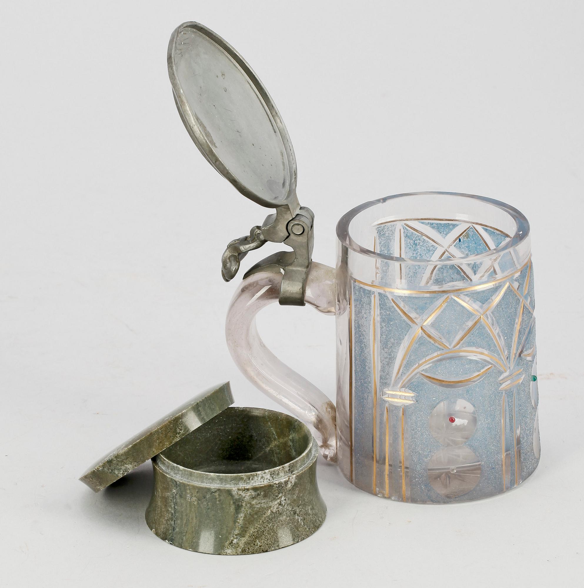 STOP samt DOSA, glas resp kolmårdsmarmor, 1800-tal.