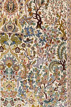 Matta, Figural Isfahan, part silk, Signerad, ca 327 x 208 cm.