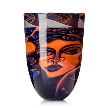 Eva Englund, a graal glass vase, Orrefors, Sweden 1989, EA 1-89.