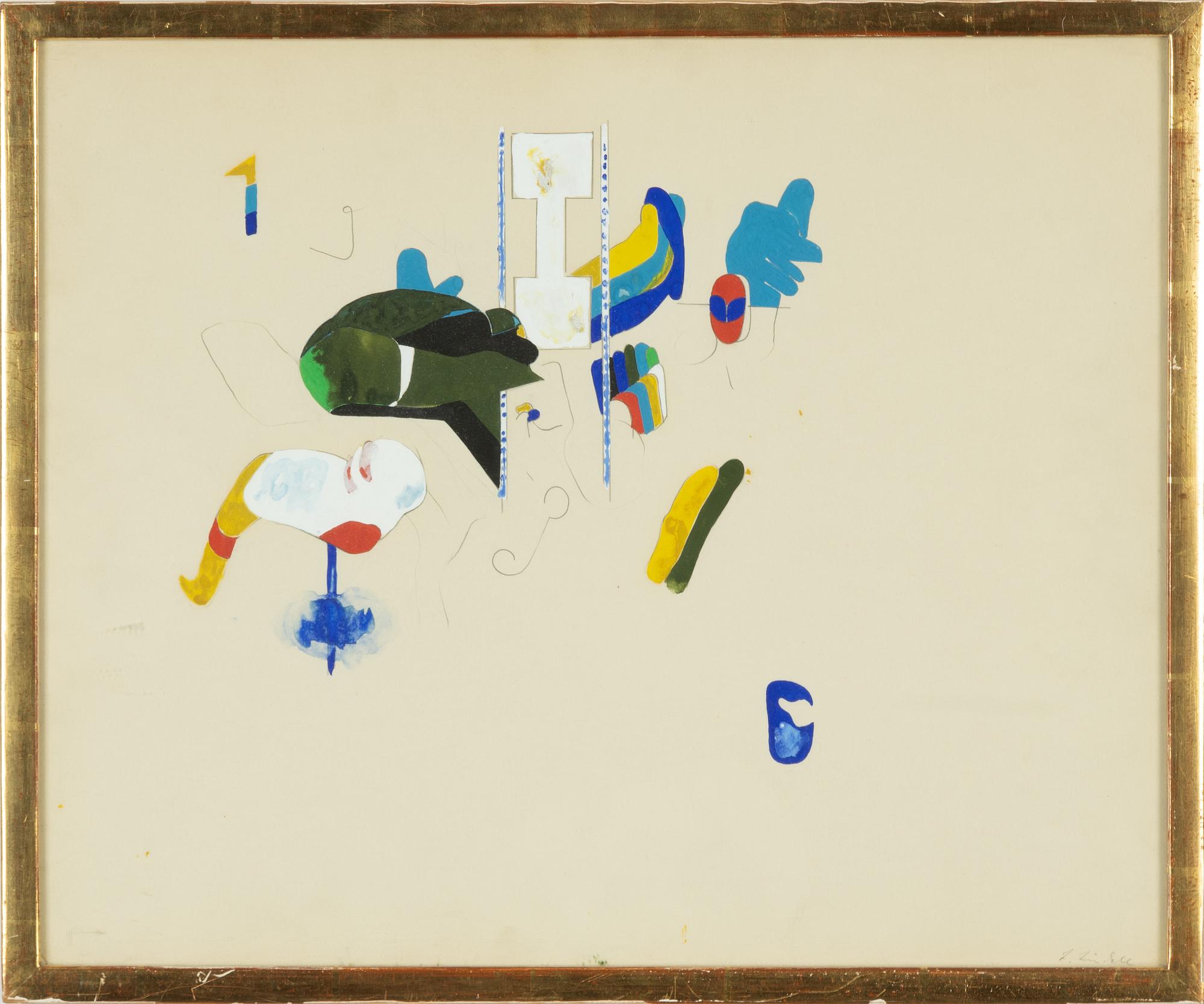 Lage Lindell, gouache, signed L. Lindell.