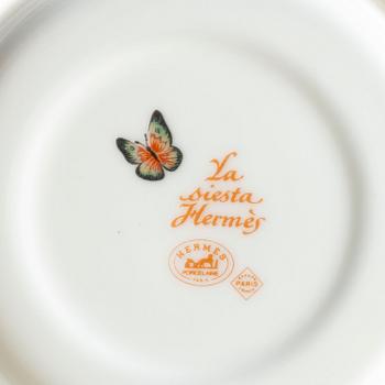 HERMÈS, koppar med fat, 6 stycken, porslin, "La Siesta", Paris, Frankrike, 2000-tal.