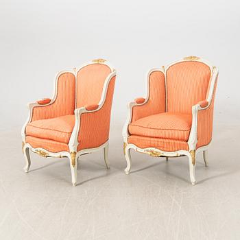 Bergères/armchairs a pair Rococo style early 20th century.