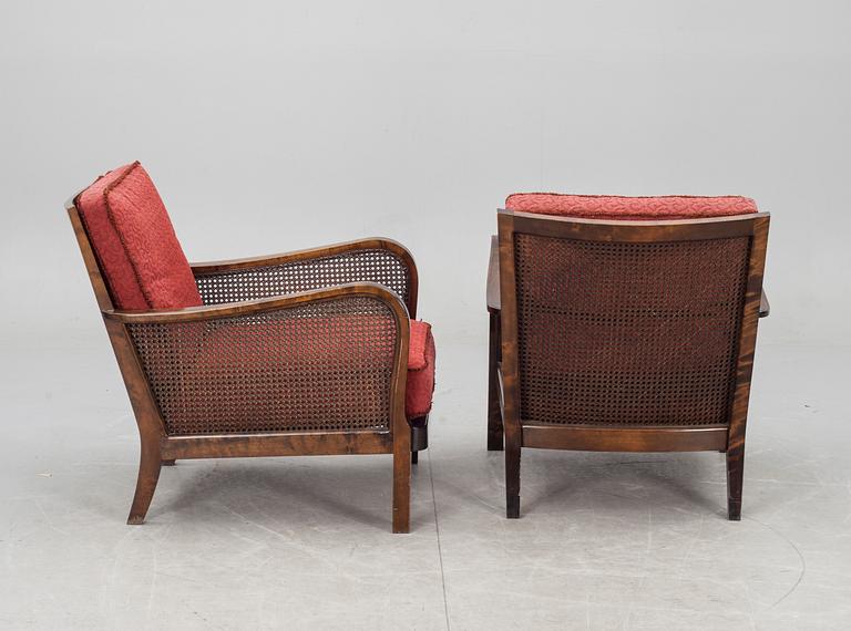 FÅTÖLJER, ett par, art deco, 1900-talets första hälft.