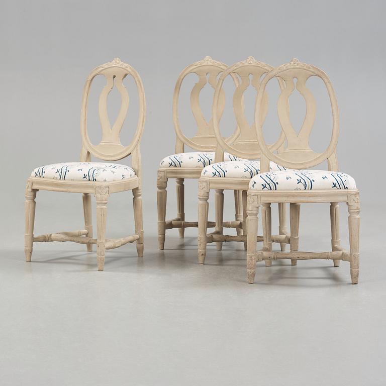 Ephraim Ståhl, Four Gustavian chairs by Ephraim Ståhl, master 1794.