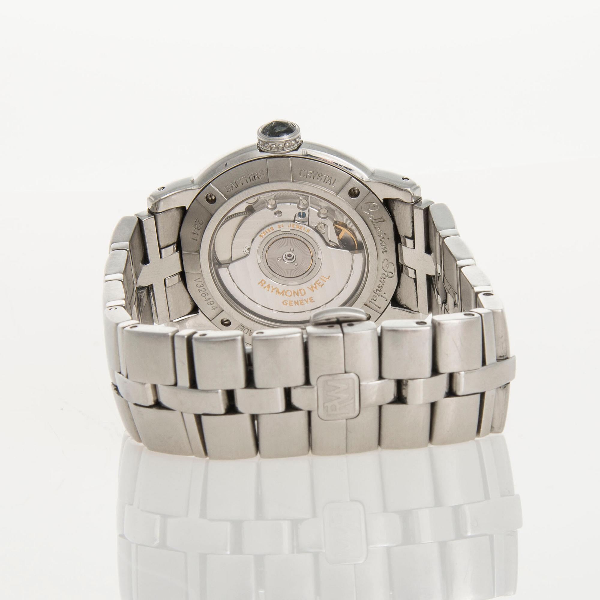 RANNEKELLO, miesten, Raymond Weil Parcifal, teräs, automaatti. Takuukortti, 2006.